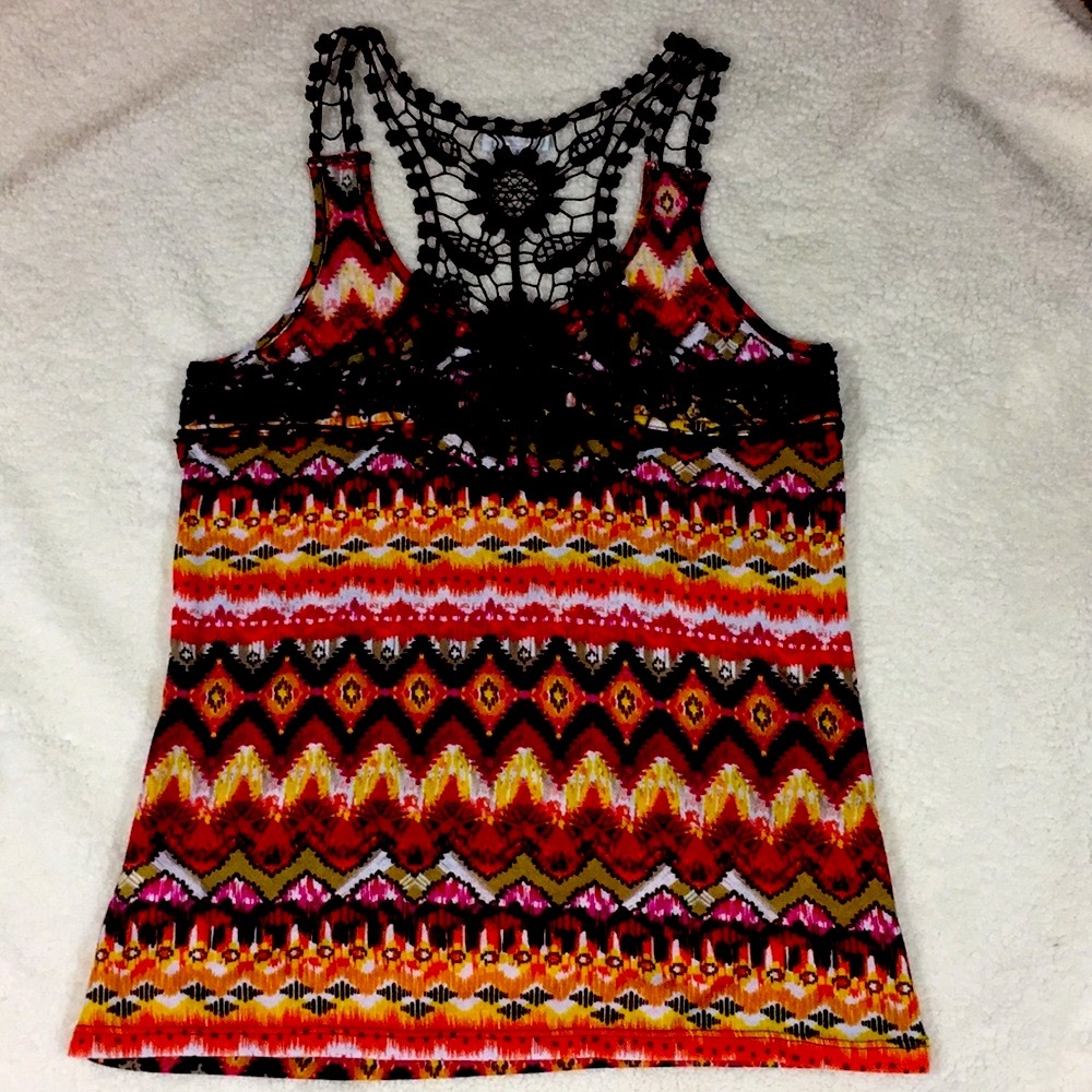 Currants Molly Macrame RacerBack Tank Top Size L - Picture 2 of 8